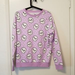 Hello cavitites purple ghost sweater